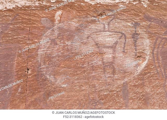 Petroglyphs, Courthouse Wash Rock Art, Moab Canyon, Moab, Arches National Park, Colorado Plateau, Utah, Grand County, Usa, America