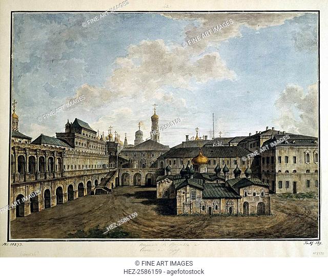View of the Terem Palace in Moscow, 1800-1810. Alexeev, Fyodor Yakovlevich (1753-1824). Found in the collection of the State Hermitage, St. Petersburg