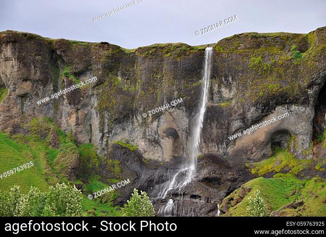 Wasserfall , Orrustuholl, Island, kaskade, landschaft, bergbach, bach, batur, südküste, Felswand, wildbach, südisland