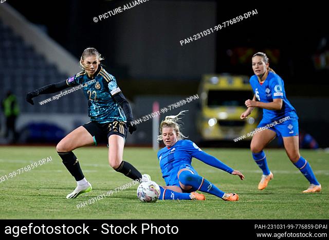 31 October 2023, Iceland, Reykjavik: Soccer, Women: Nations League A, group stage, Group 3, Matchday 4, Iceland - Germany, Laugardalsvöllur