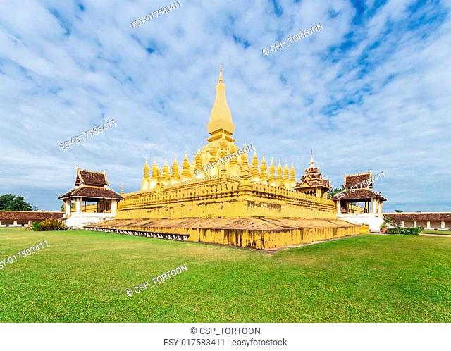 golden pagoda wat Phra That Luang in Vientiane, Laos