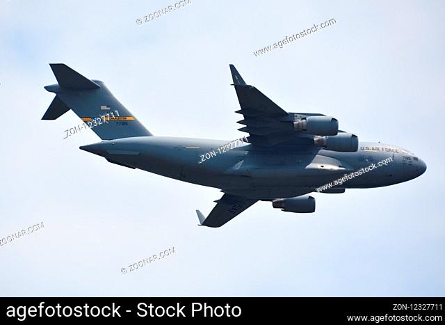 C-17 Globemaster III at the 2018 Great New England Airshow at Westover Air Reserve Base in Chicopee, Massachusetts, as seen on July 14, 2018