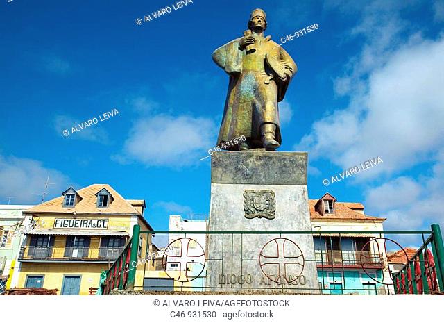 Portuguese sailor Diego Afonso statue. Mindelo. Port town on São Vicente island. Cape Verde