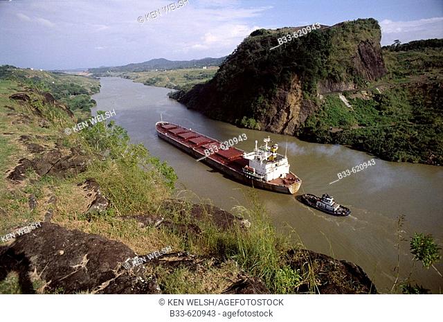 The Gaillard Cut (formerly Culebra Cut), Panama Canal. Panama