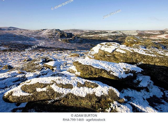 Winter scenes from a snow covered Dartmoor National Park, Devon, England, United Kingdom, Europe