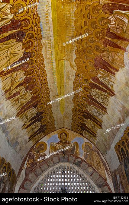 Religious roof paintings, Zica orthodox monastery, Zica, Serbia, Europe