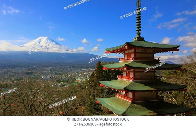 Japan, Mount Fuji, Chureito Pagoda,