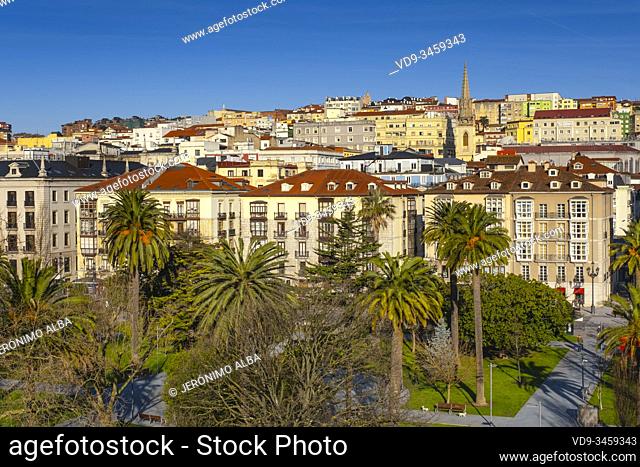 Panoramic view, urban center of Santander city. Cantabria, north Spain. Europe