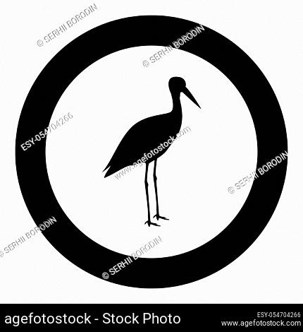 Stork ciconia icon black color in circle round vector illustration