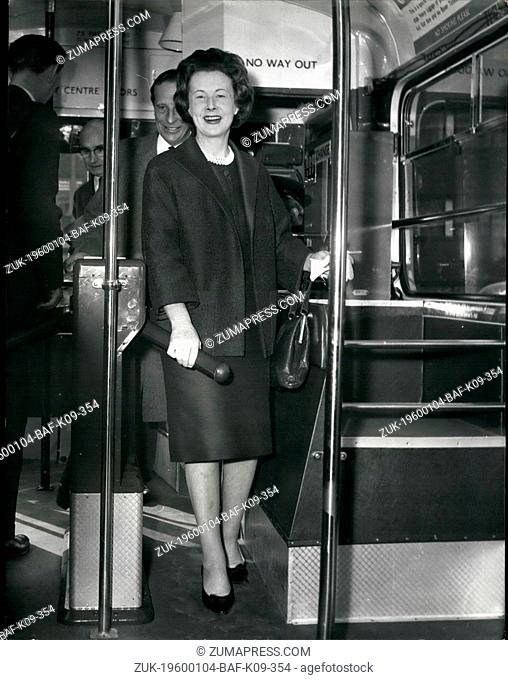 1968 - Minister of Transport inspects London's new 'Red Arrow' Multi-Standing bus.: The Minister of Transport, Mrs. Barbara Castle