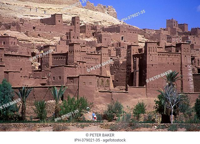 Ancient Kasbah town of Ait Benhaddou on a former Caravan Route beside the Quarzazate River, often used as a film location