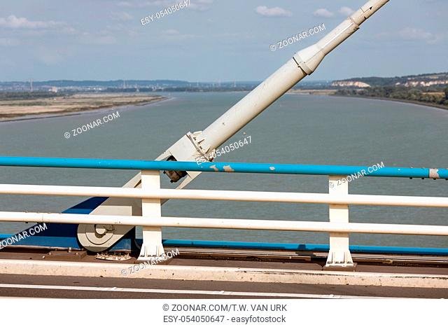 Construction detail of cable foundation Pont de Normandie in France
