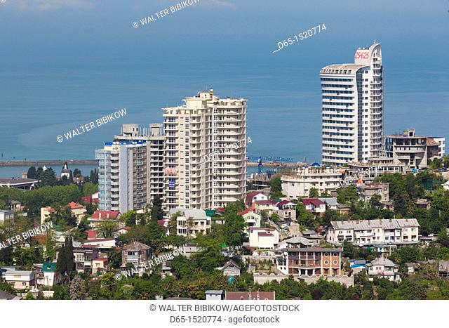 Russia, Black Sea Coast, Sochi, elevated city view from the Arboretum Park