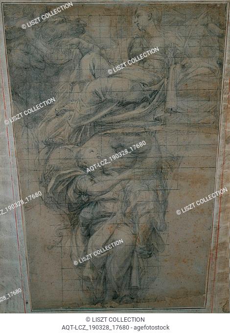 Temperance, 1628-1630. Domenichino (Italian, 1581-1641). Black chalk heightened with white chalk, squared with black chalk; sheet: 59.2 x 43