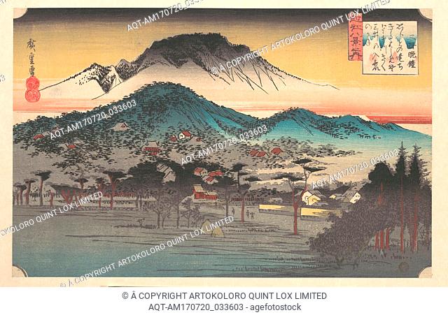 è¿‘æ±Ÿå…«æ™¯ä¹‹å†… ä¸‰äº•æ™©é˜, Vesper Bell at Mii Temple, Lake Biwa, Edo period (1615â€“1868), ca. 1835, Japan, Polychrome woodblock print; ink and color on...