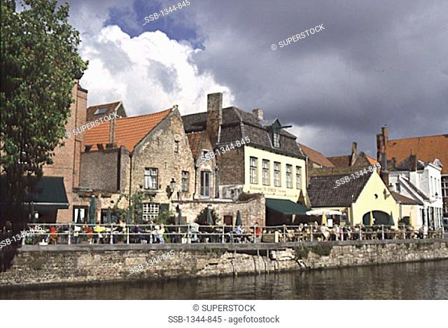 Buildings on the waterfront, Dijver Canal, Brugge, Belgium