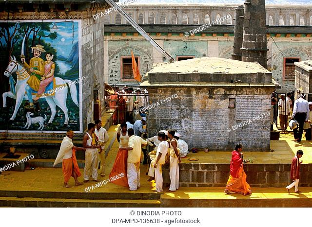 Devotees at the famous Jejuri temple ; pune ; Maharashtra ; India
