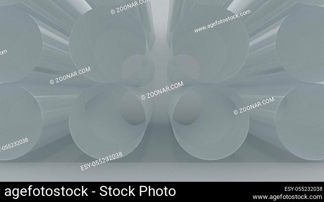 PVC pipes stacked in construction site. 3d rendering