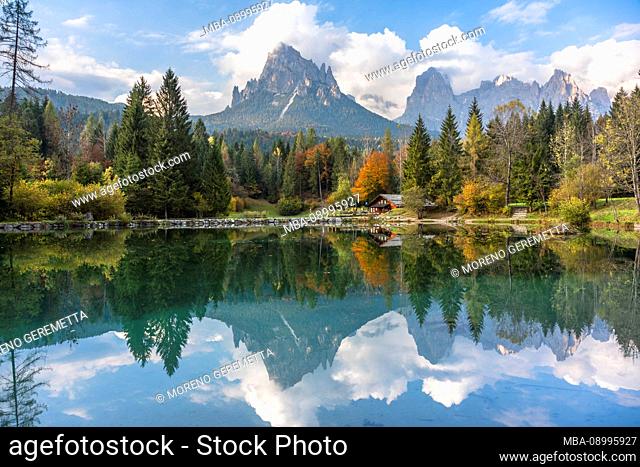 Lake Welsperg, Val Canali, Primiero, Trentino Alto Adige, Paneveggio and Pale di San Martino natural park, Italy