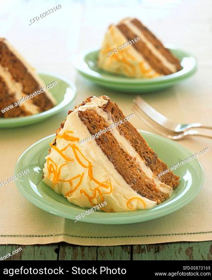 Walnut cake with orange cream