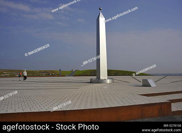 Sundial with obelisk, landscape park, Hoheward slagheap, Herten, Ruhr area, North Rhine-Westphalia, Germany, Europe