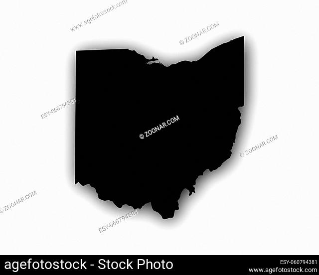 Karte von Ohio mit Schatten - Map of Ohio with shadow
