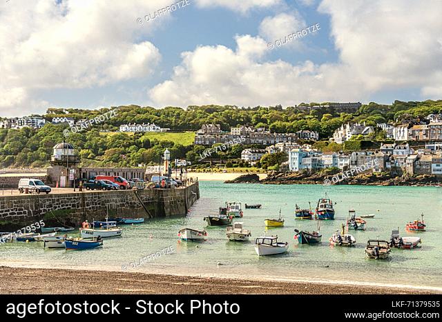 St Ives fishing port and Smeatons Pier, Cornwall, England, UK