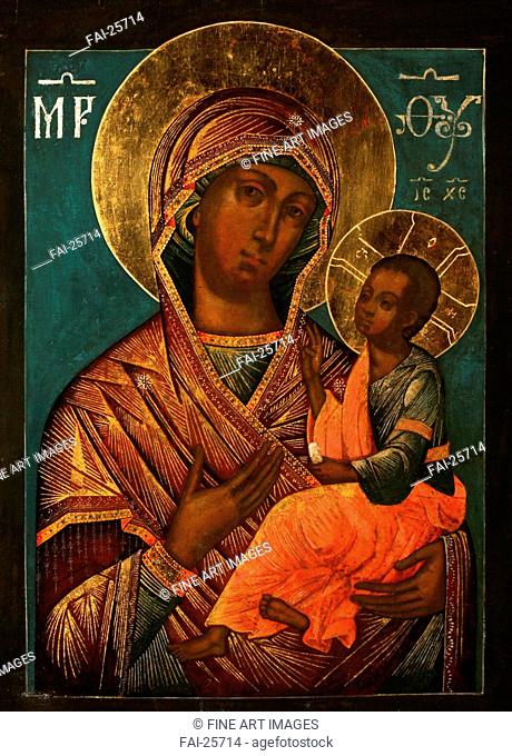 The Virgin Hodegetria. Grek, Yegor Ivanovich (active 1720s). Tempera on panel. Russian icon painting. Early 18th cen. . Russia, Moscow School