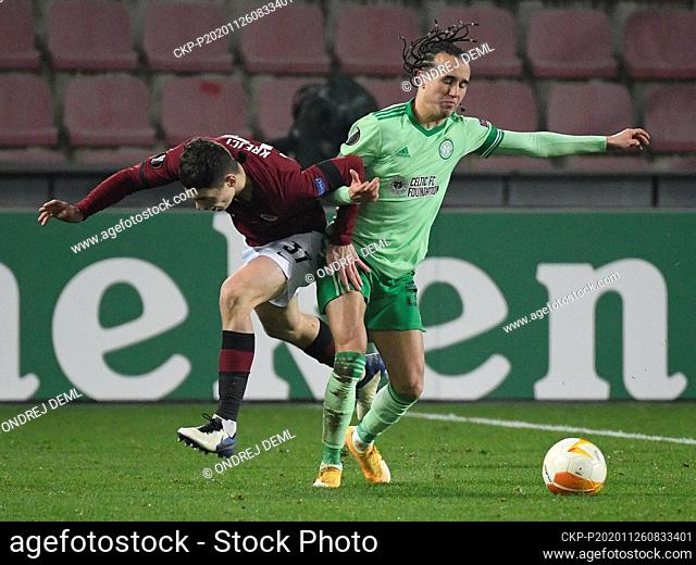 L-R Ladislav Krejci of Sparta and Diego Laxalt of Celtic in action during the UEFA Europa League, 4th round, group H match AC Sparta Praha vs Celtic Glasgow