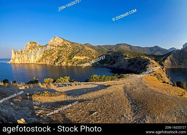 Small bay on the Black Sea coast in the early quiet morning. Crimea