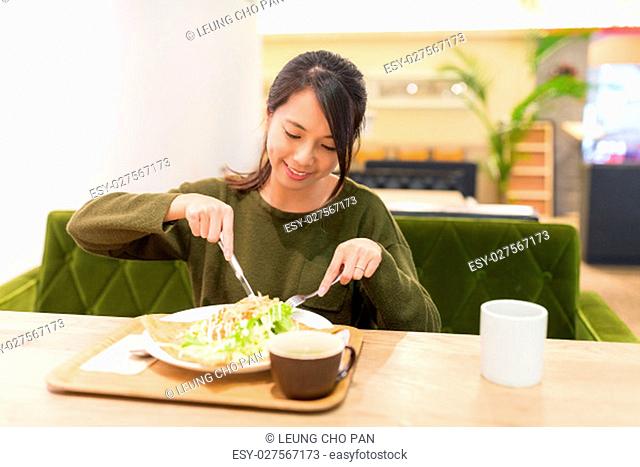 Woman enjoy her lunch