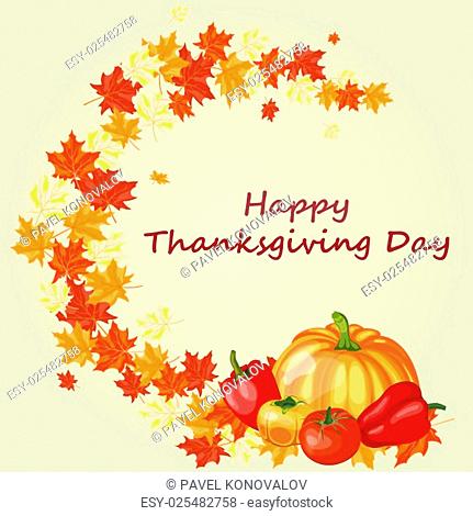 Thanksgiving Day background with maple leaves. All objects are separated. Vector illustration with transparency. Eps 10