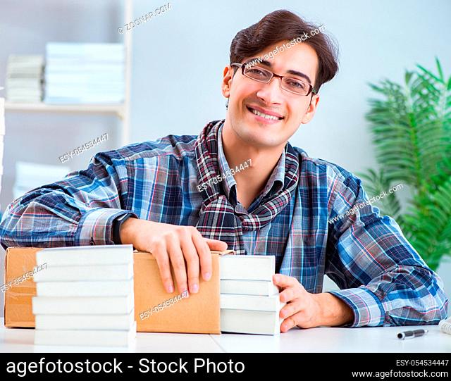 The writer presenting his books to public