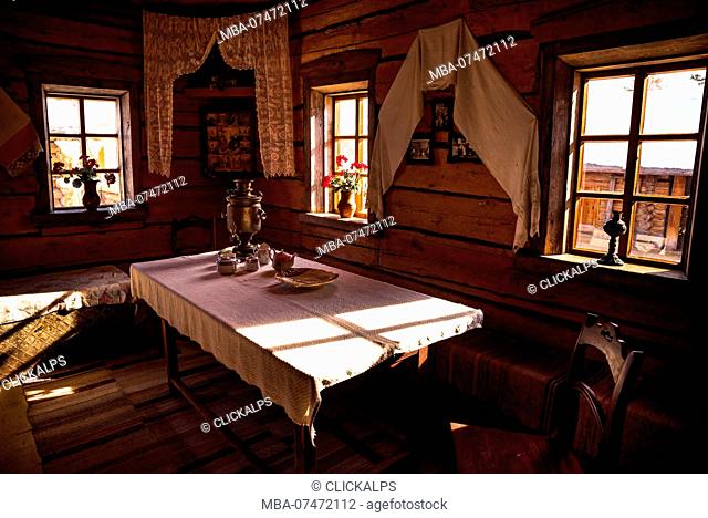 Reproduction of old traditional house in Russia, Taltsy Irkutsk region, Siberia, Russia