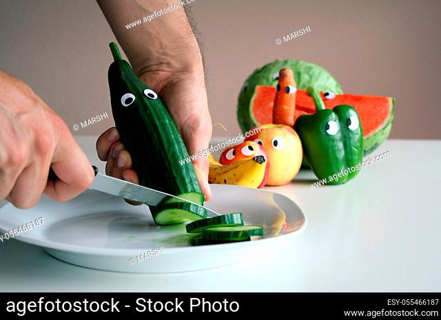 preparation, cucumber, cutting