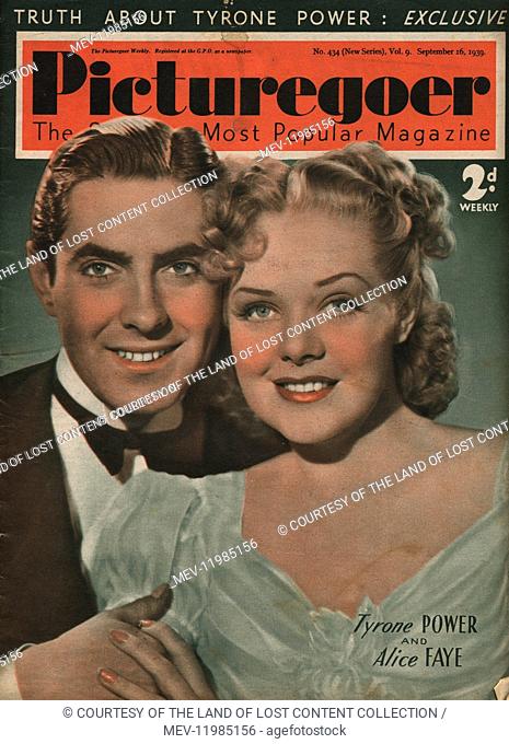 Picturegoer Sep 16, 1939 No. 434 Vol. 9 - Front Cover, Movie Stars, Tyrone Power & Alice Faye