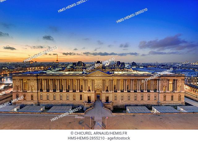France, Paris, area listed as World Heritage by UNESCO, Louvre museum, the Colonnade, probably designed by architect Claude Perrault as the main entrance of the...