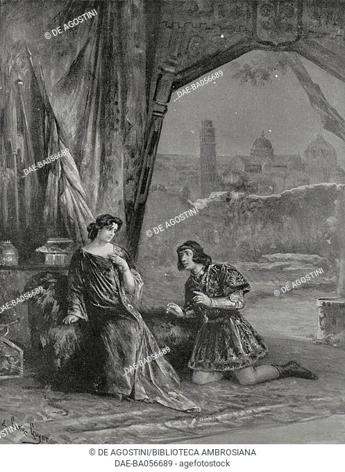 Monna Vanna in the tent of Prinzivalle, scene from the Opera Monna Vanna by Henry Fevrier, Theatre de l'Opera, Paris, France