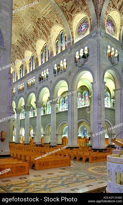 Row of pillars between the north inner aisle and the nave in the Basilica of Saint-Anne-de Beaupre, Sainte-Anne-de-Beaupre, Quebec, Canada