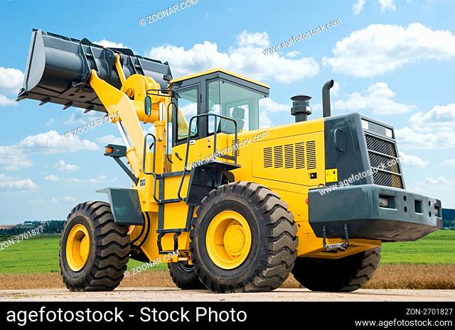 One Loader excavator construction machinery equipment over blue sky