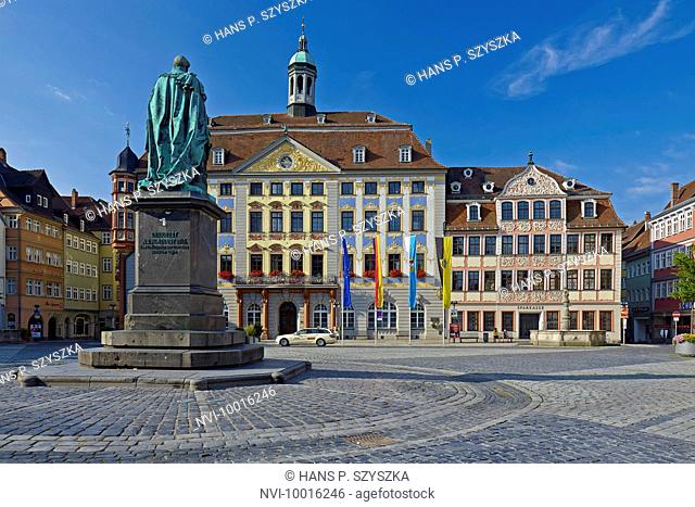 Marketplace with City Hall in Coburg, Upper Franconia, Bavaria, Germany