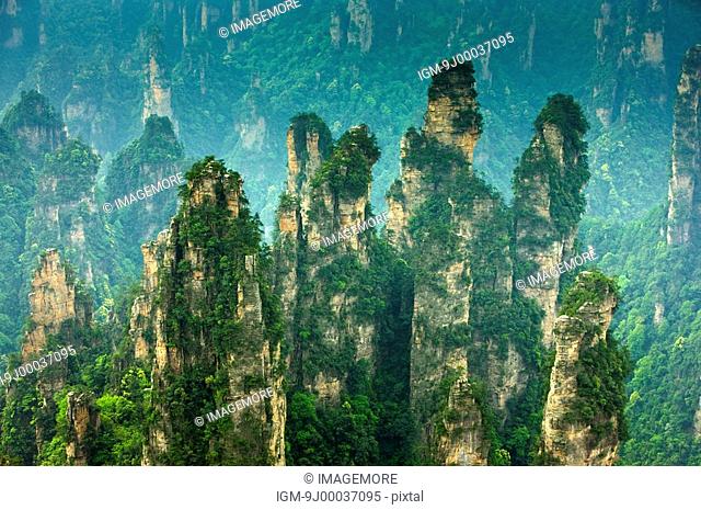 Mt Tianzi, Rock Formation like General Assembly, Zhangjiajie, Hunan Province, China, Asia