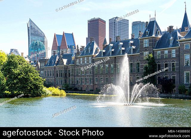 Netherlands, The Hague, Binnenhof, contrasting modern architecture