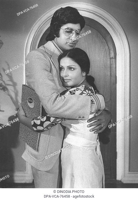 South Asian , Indian Bollywood Film Star Actor Amitabh Bachchan with Rakhi in film Kasme Vade , India NO MODEL RELEASED