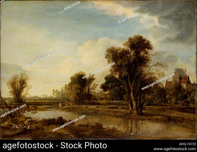 Künstler: Neer, Aert van der, 1603-1677 Titel: Weiher vor einem Dorf, ca. 1645 Maße: 59, 2 x 83, 4 x min. 0, 5 cm, Tiefe max 0, 9 cm Standort: Städel Museum