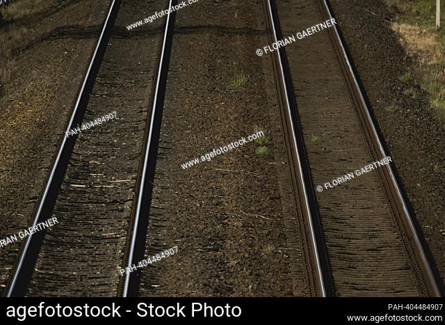 Rails, taken in Markersdorf, April 12, 2023. - Markersdorf/Deutschland