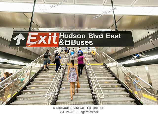 Hundreds of visitors in the new 34th Street-Hudson Yards terminal station on the 7 Subway line extension in New York on its grand opening, Sunday, September 13
