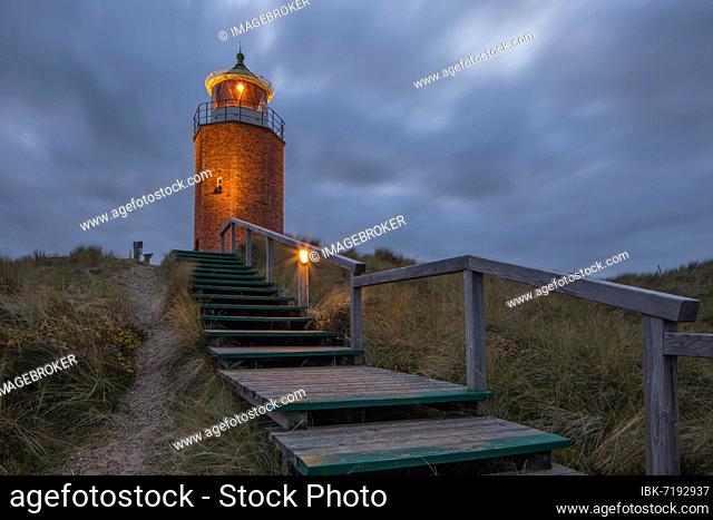 Blue hour at the Red Cliff cross light, Kampen, Sylt, North Frisia, Schleswig Holstein, Germany, Europe