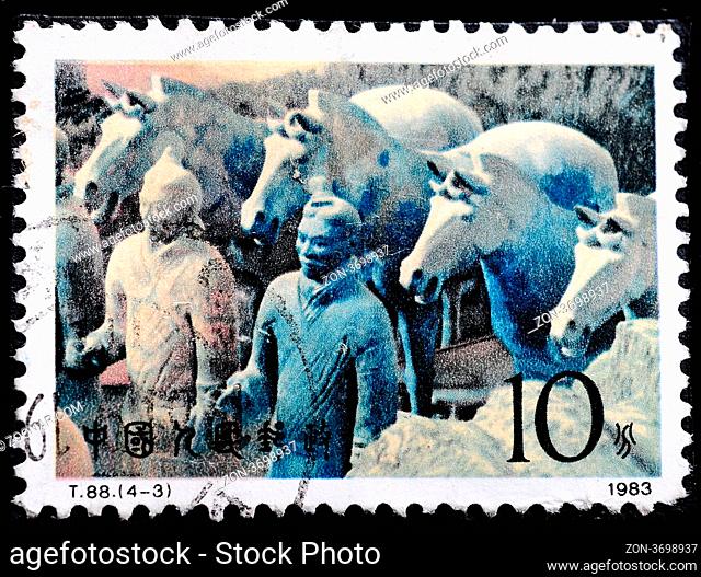 CHINA - CIRCA 1983: A stamp printed in China shows the Terracotta warriors and horses, circa 1983 CHINA - CIRCA 1983: A stamp printed in China shows the...