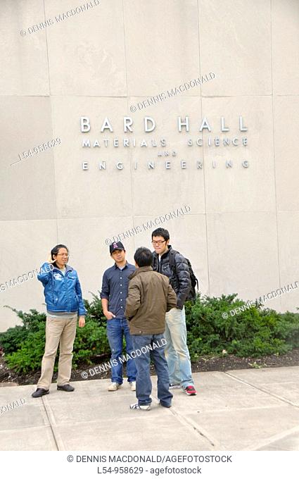 Students in front of Bard Engineering Hall Cornell University Campus Ithaca New York Finger Lakes Region